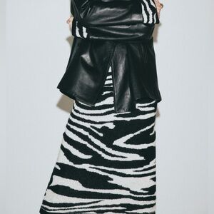 H&M Jacquard Knit Zebra Skirt